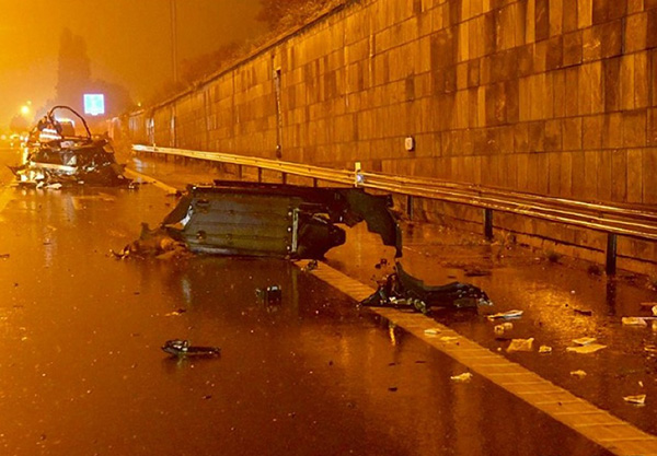 Belgium after people hit by a crazy drag racing the BMW I8 0.5 hatchback 